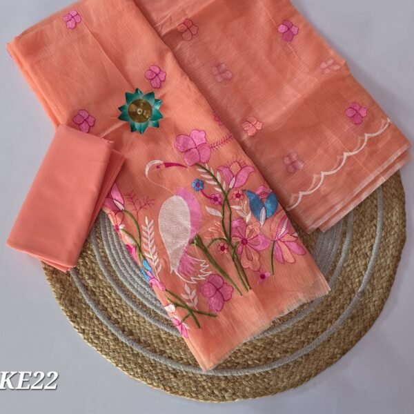 Kota Embroidery Salwar Set - KE22 - Peach Flamingo