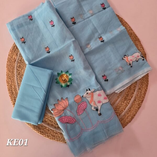 Kota Embroidery Salwar Set - KE01 - Blue Pichwai