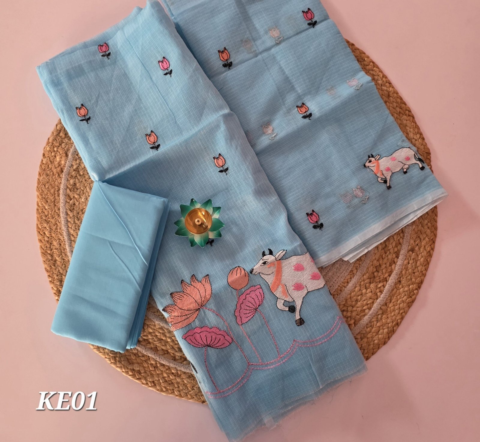 Kota Embroidery Salwar Set - KE01 - Blue Pichwai