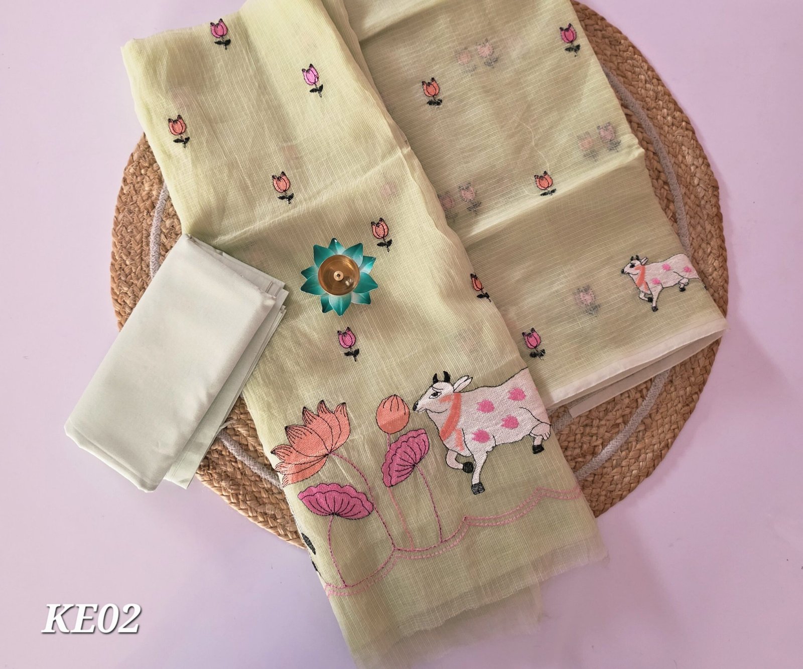 Kota Embroidery Salwar Set - KE02 - Pista green Pichwai