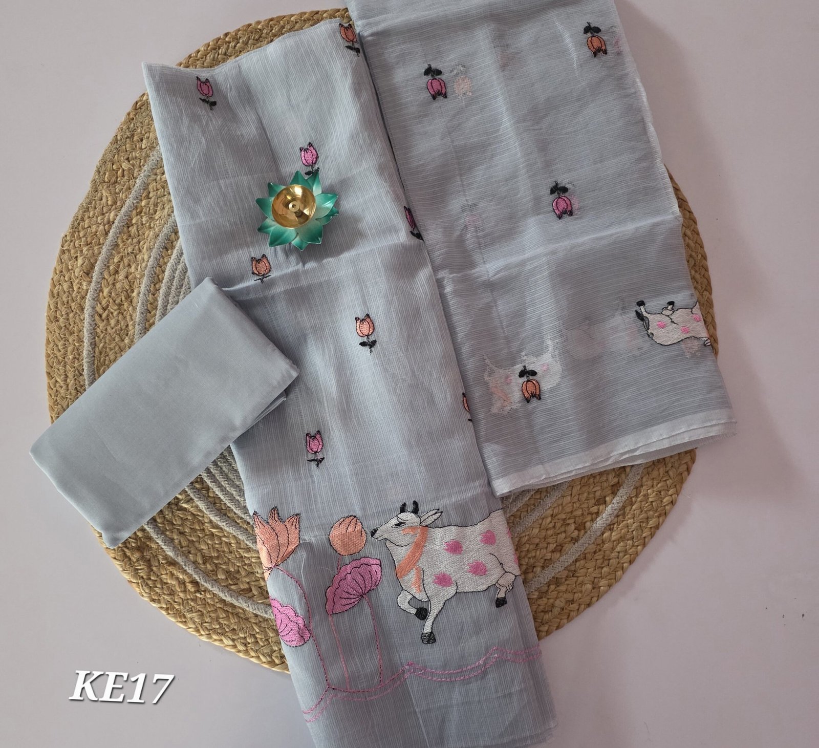 Kota Embroidery Salwar Set - KE17 - Gray Pichwai