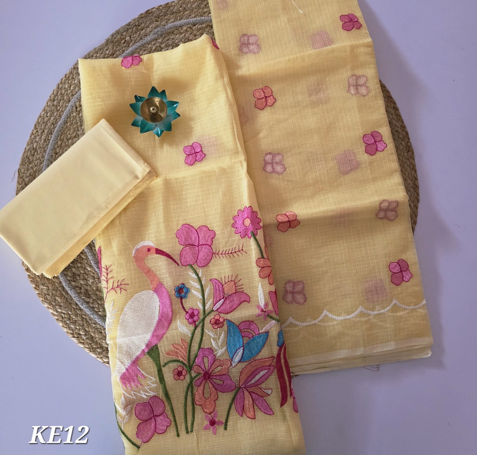 Kota Embroidery Salwar Set - KE12 - Yellow Flamingo
