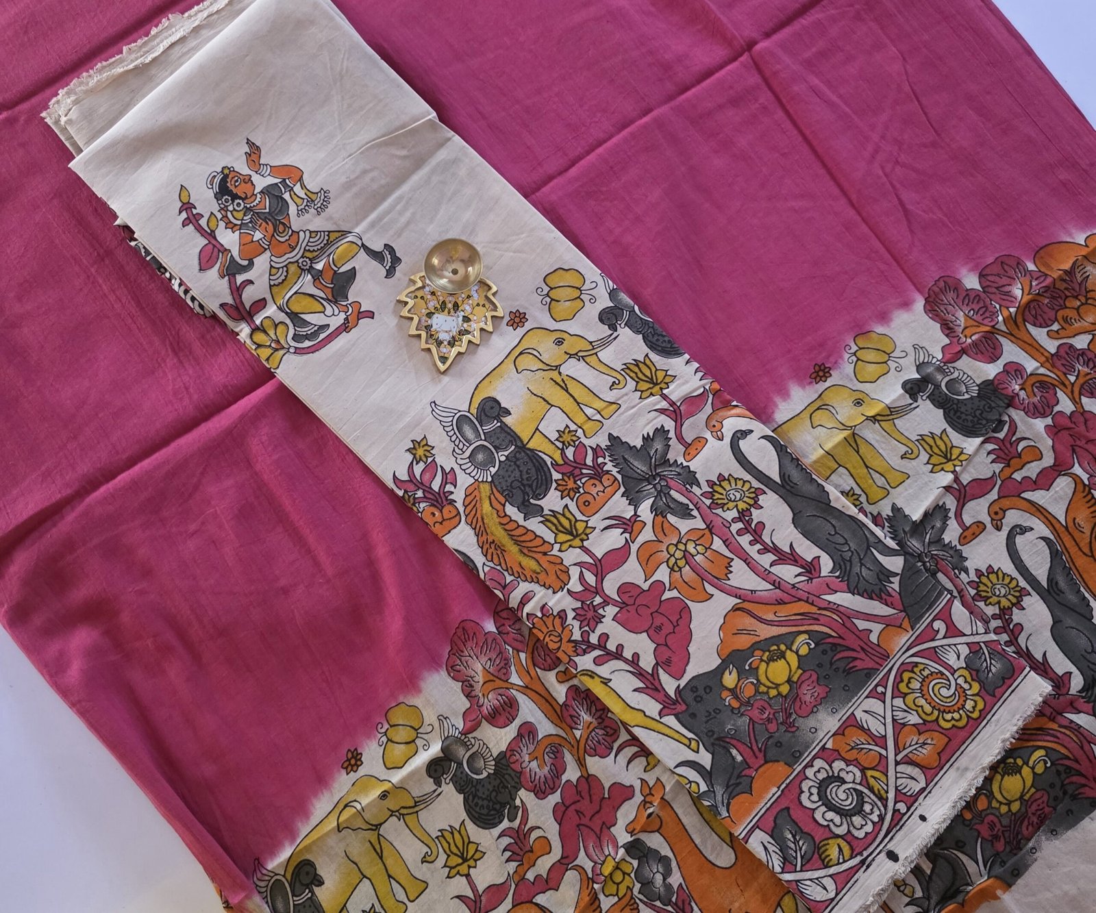 Animal Print Kalamkari Top & Dupatta Set - Pink - Image 2