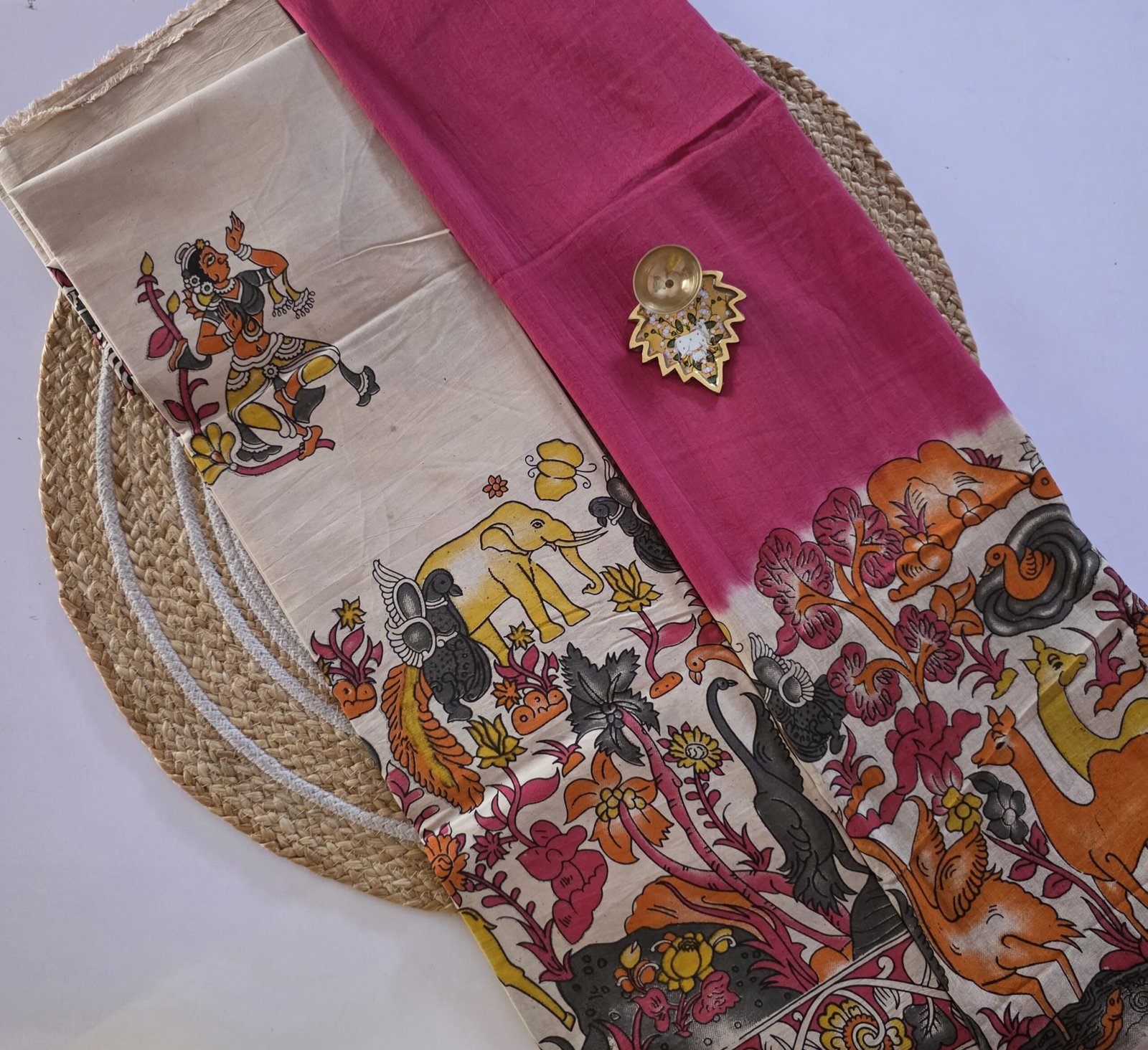 Animal Print Kalamkari Top & Dupatta Set - Pink