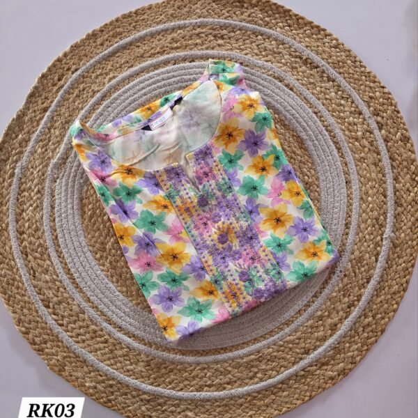 Rayon Embroidery Kurti - RK03