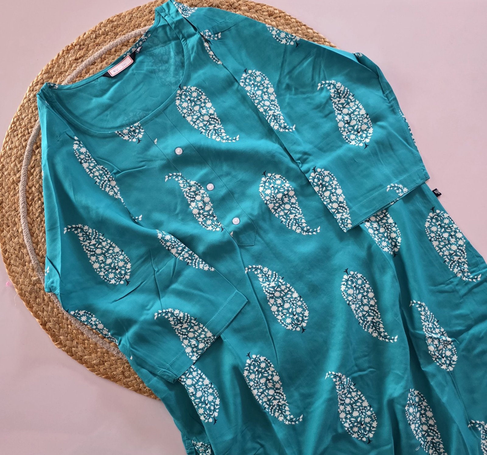 Rayon Kurti - RK20 - Teal Green - Image 2