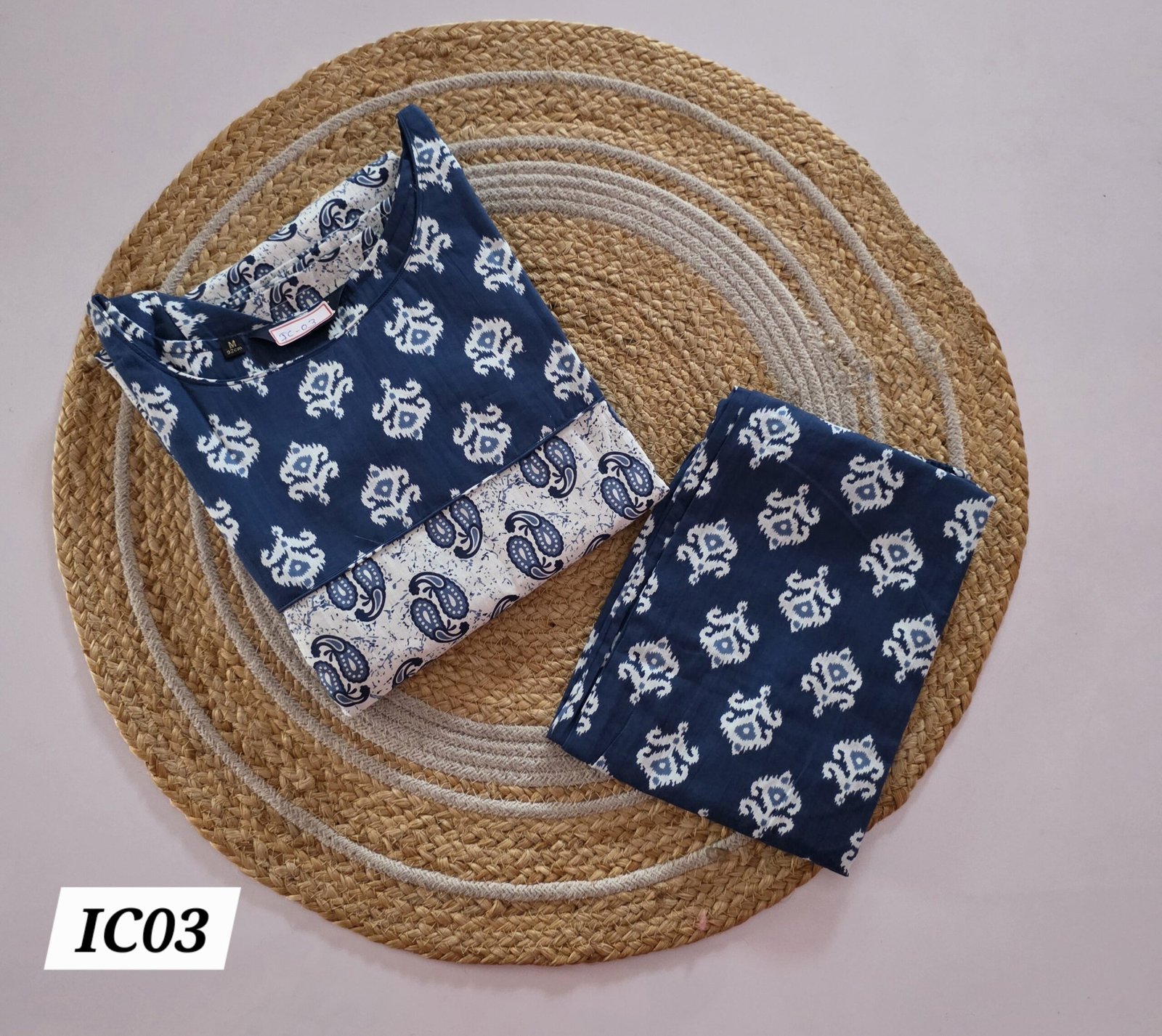 Indigo Handblock Printed Co Ord Set - IC03