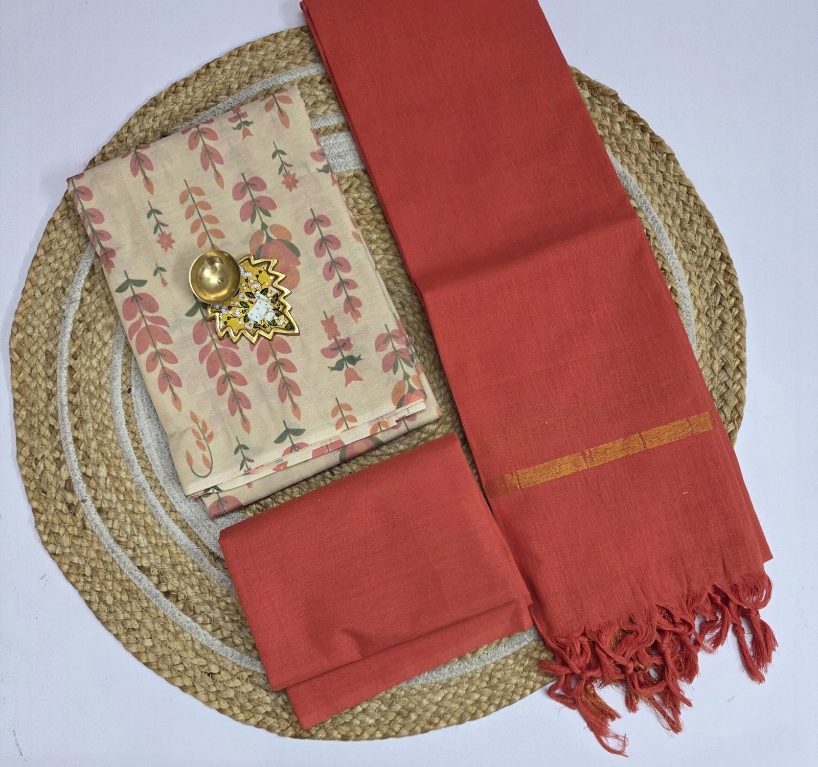 Orange Floral Cotton 3pc Set - Image 2