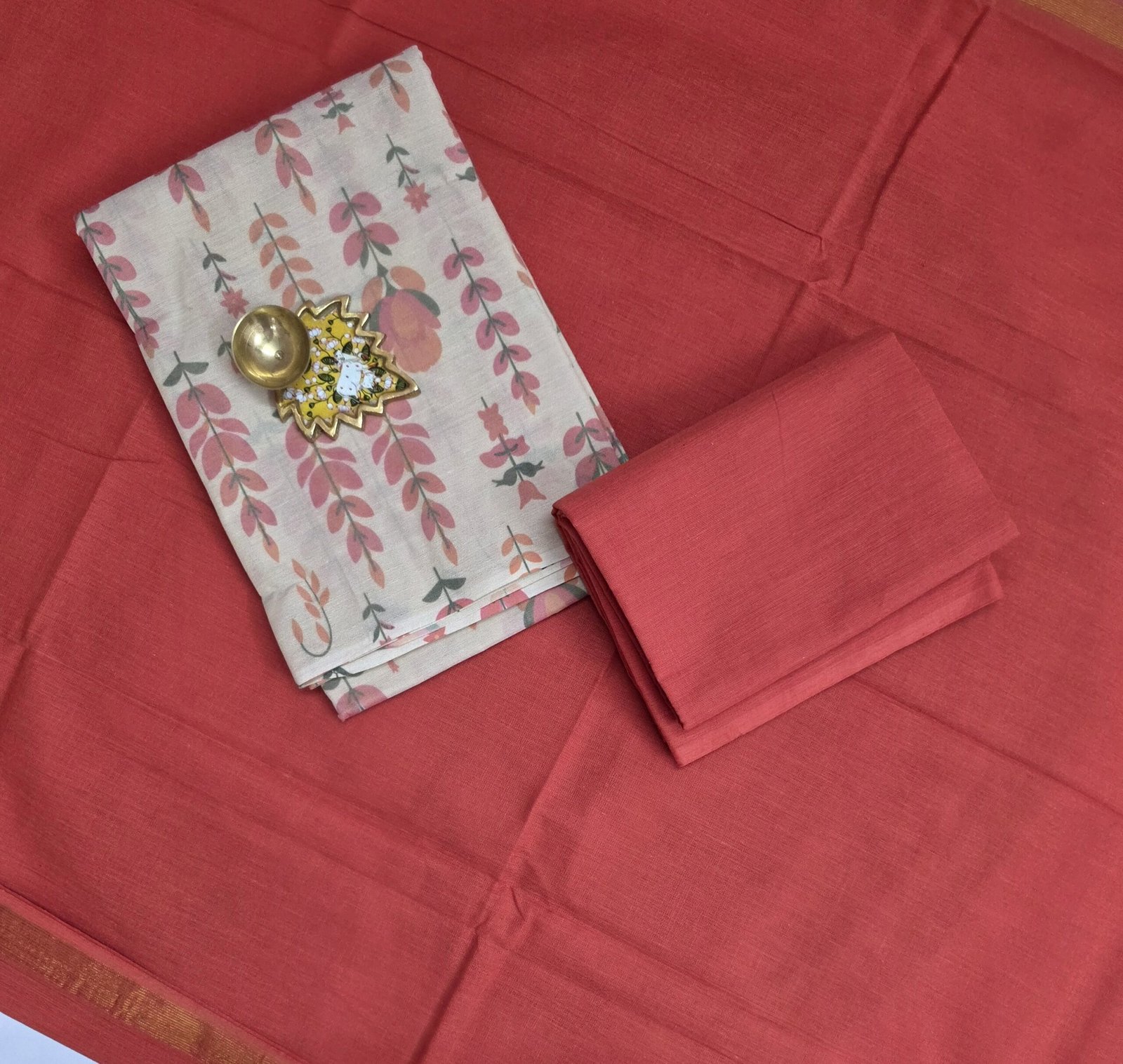 Orange Floral Cotton 3pc Set