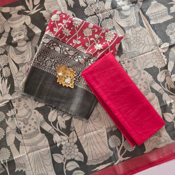 Tissue Silk With Kalamkari Dupatta - TK01