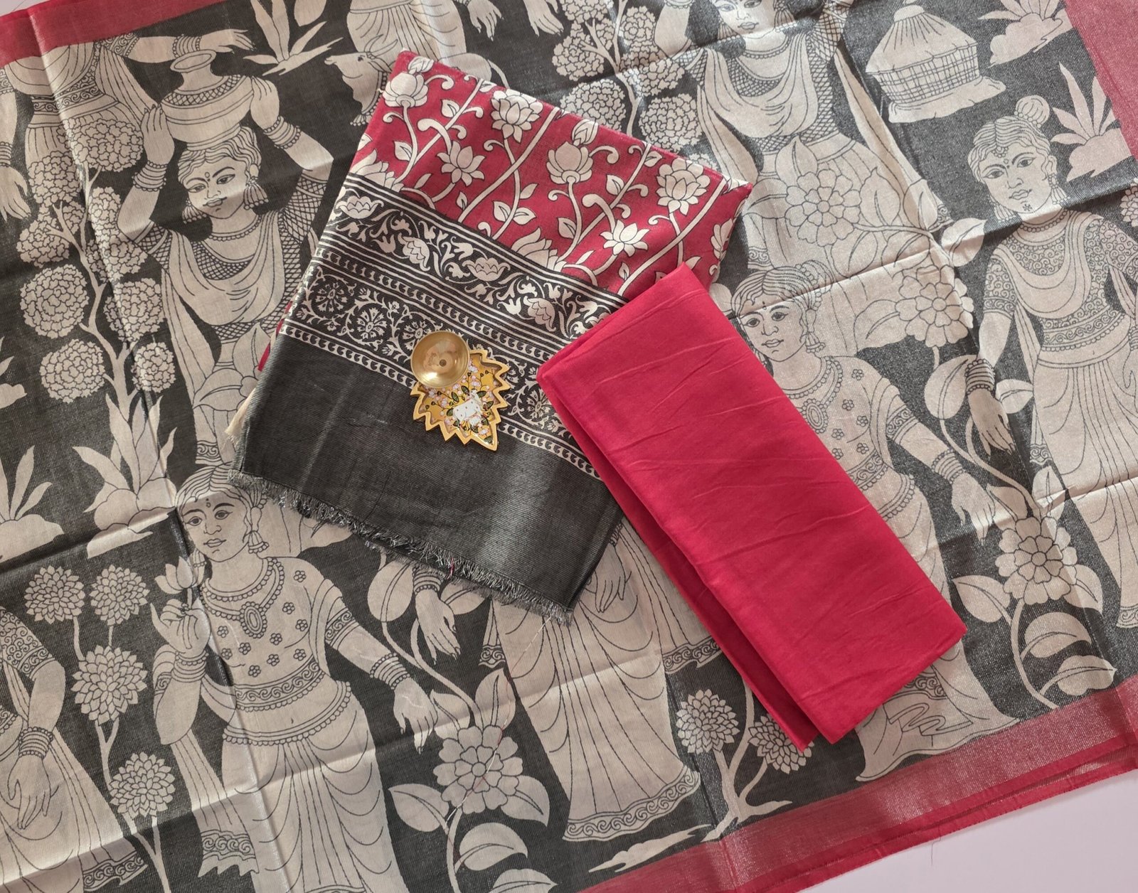 Tissue Silk With Kalamkari Dupatta - TK01