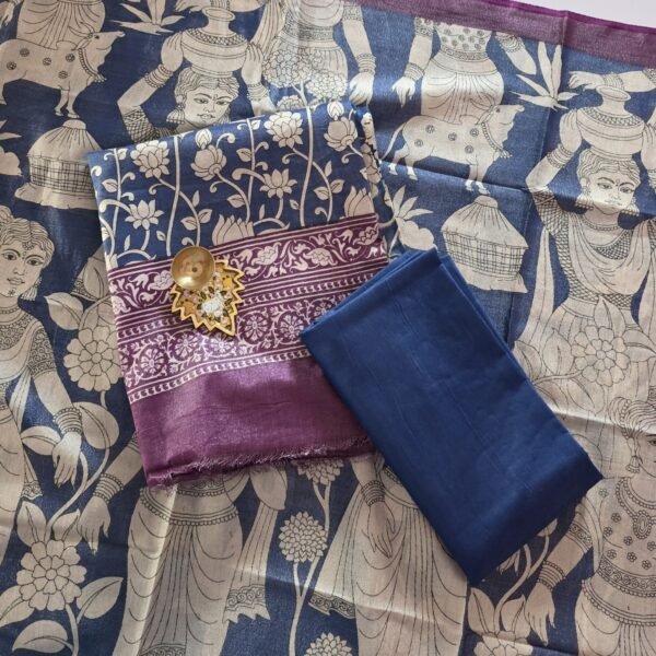 Tissue Silk With Kalamkari Dupatta - TK04