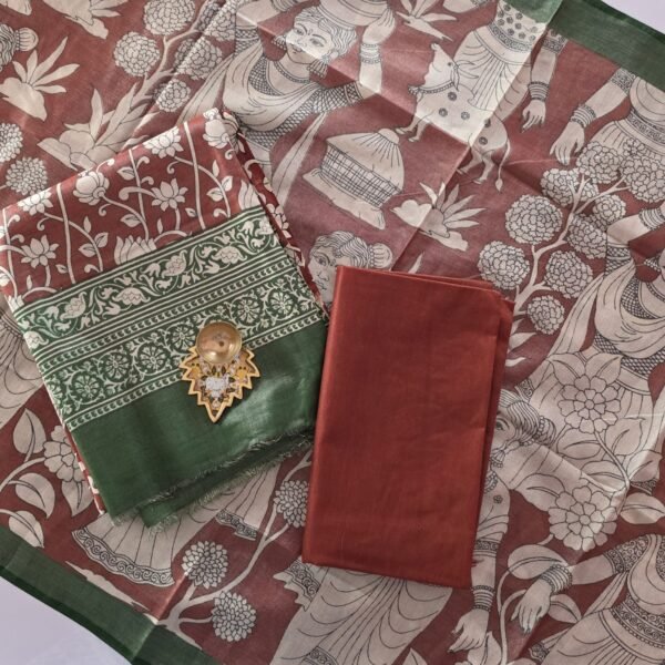 Tissue Silk With Kalamkari Dupatta - TK03