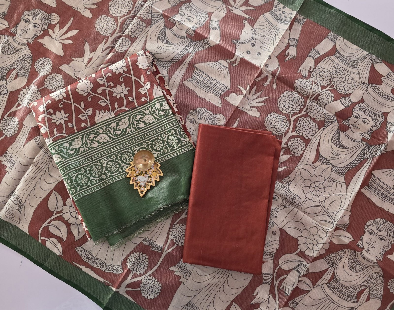 Tissue Silk With Kalamkari Dupatta - TK03