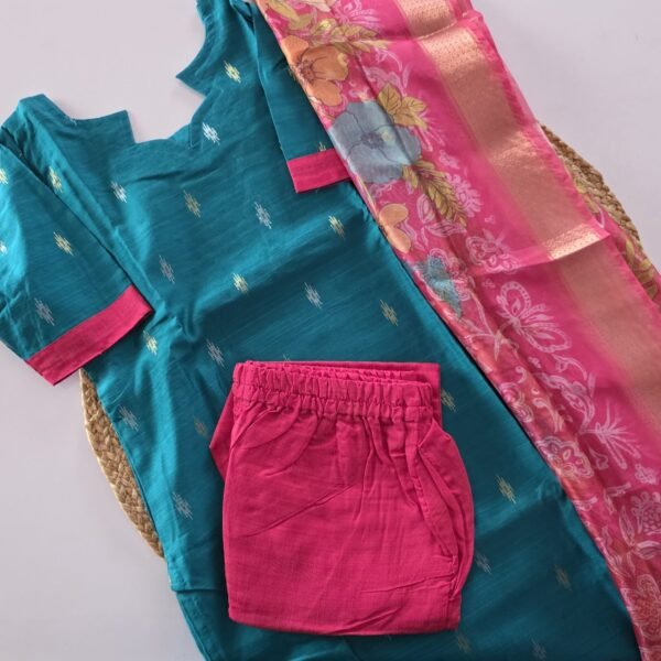 Raw Silk 3 piece set with Organza dupatta