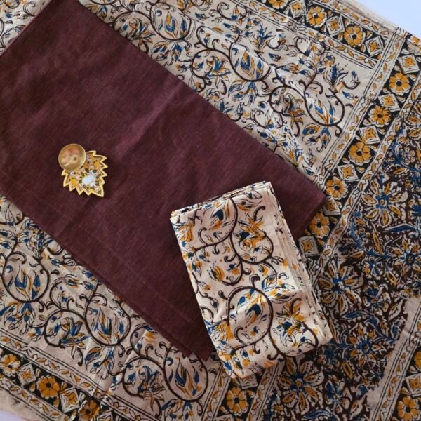 Kalamkari Handblock Printed Salwar Set - HK32 - Brown - Preorder(10 days dispatch time)