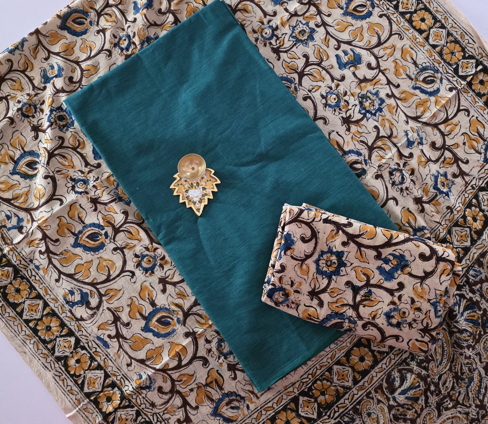 Kalamkari Handblock Printed Salwar Set - HK33 - Green