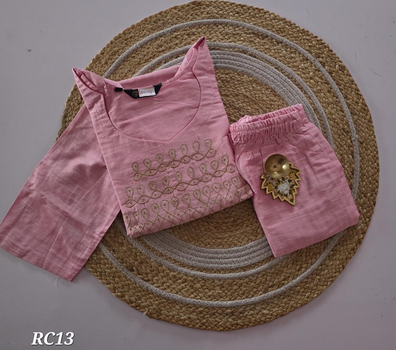 Kolam Semi Raw Silk Co Ord Set - RC13