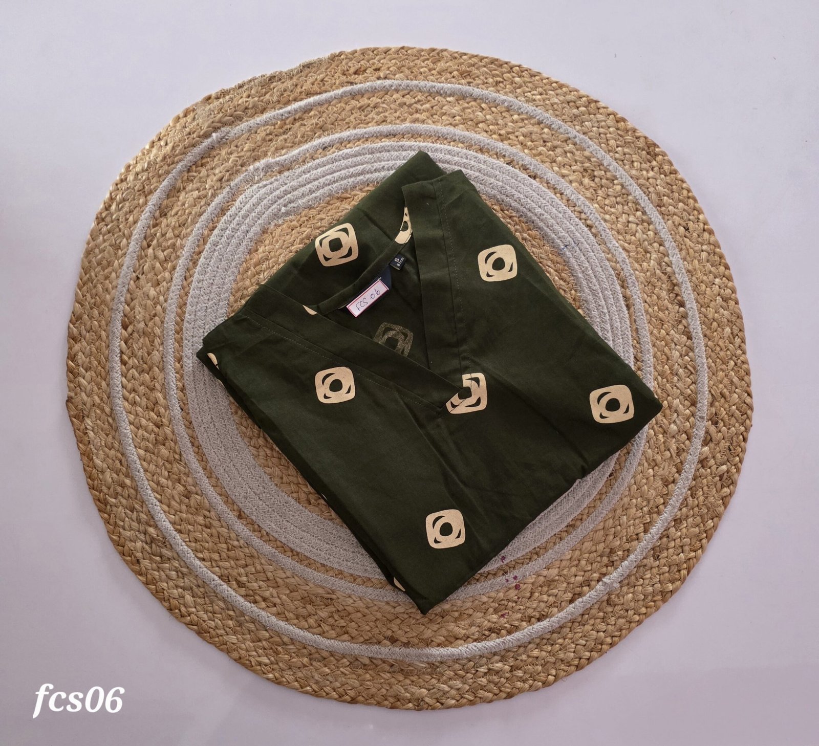 Flex Cotton Short Kurti - FCS06 - Olive green - Image 2