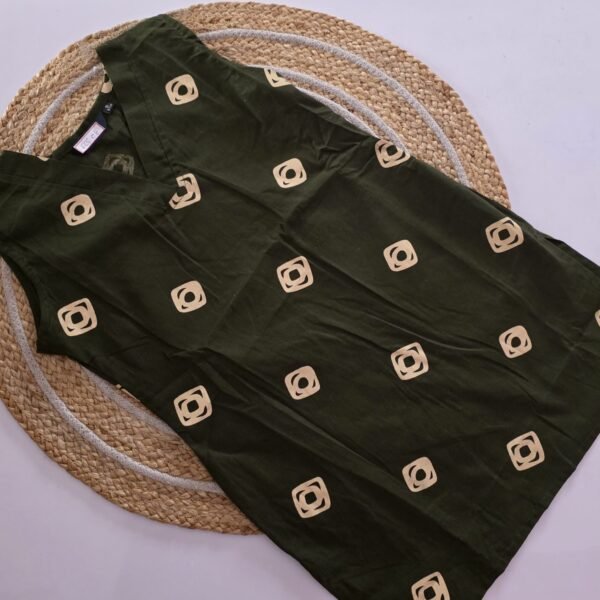 Flex Cotton Short Kurti - FCS06 - Olive green