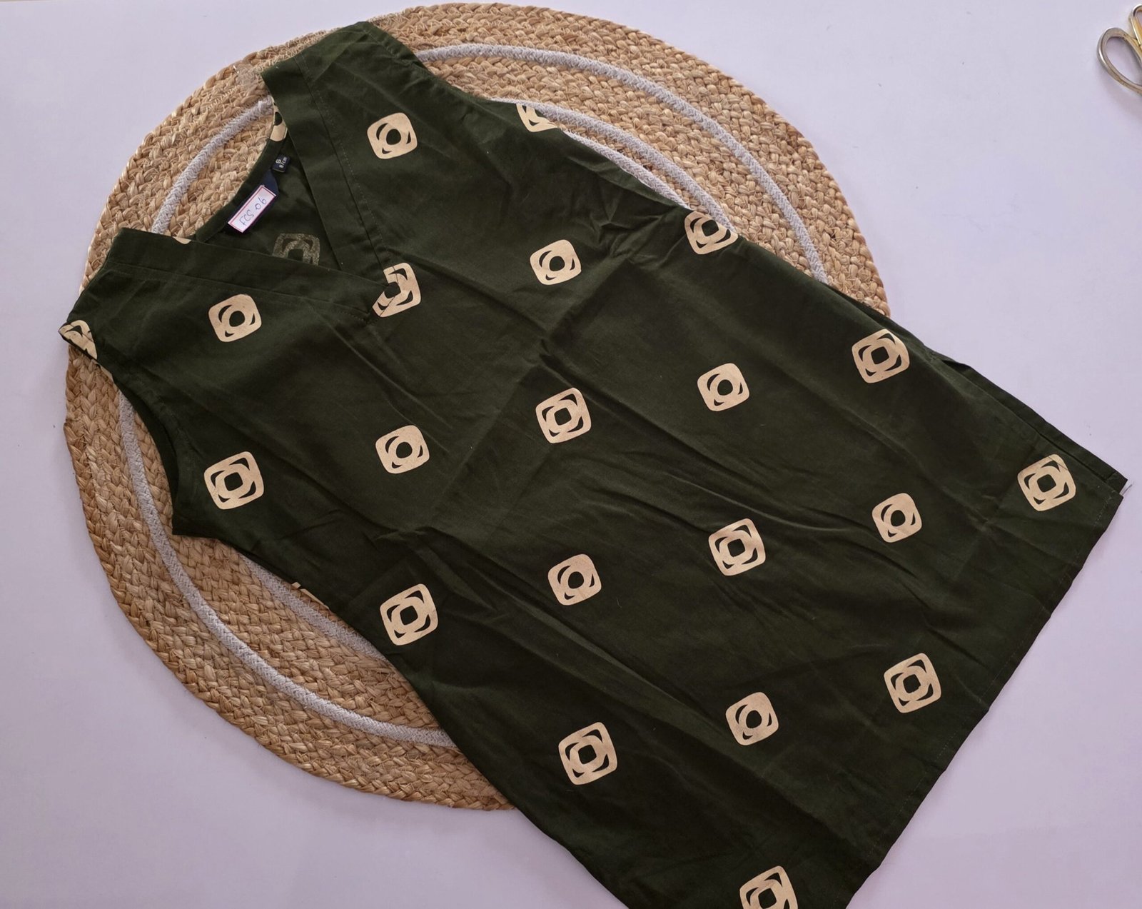 Flex Cotton Short Kurti - FCS06 - Olive green