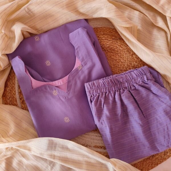 Handloom Raw Silk Kurti - Purple