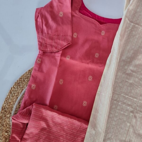 Handloom Raw Silk Kurti-peach