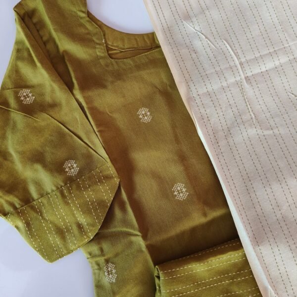 Handloom Raw Silk Kurti-Mehandhi Green