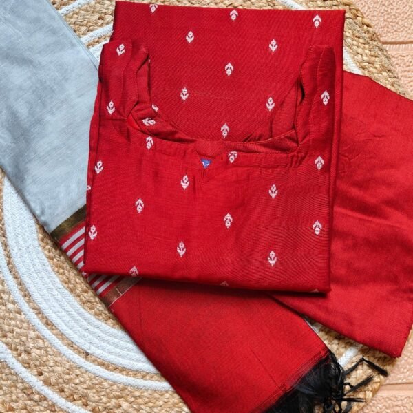 Premium Handloom Silk Kurti set - Red