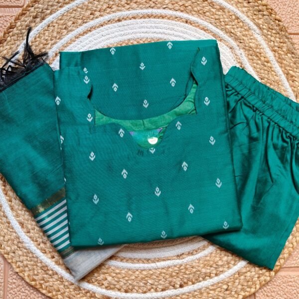 Premium Handloom Silk Kurti set - Green