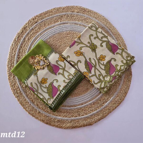 Mangalgiri Silk × Kalamkari Fusion Top and Dupatta Set - MTD12