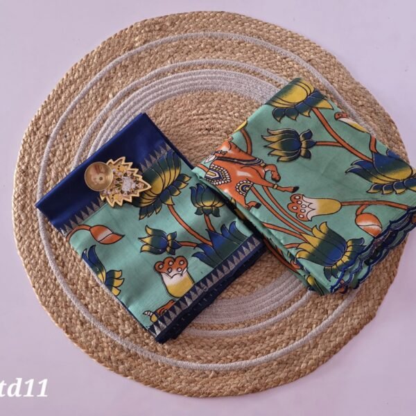 Mangalgiri Silk × Kalamkari Fusion Top and Dupatta Set - MTD11