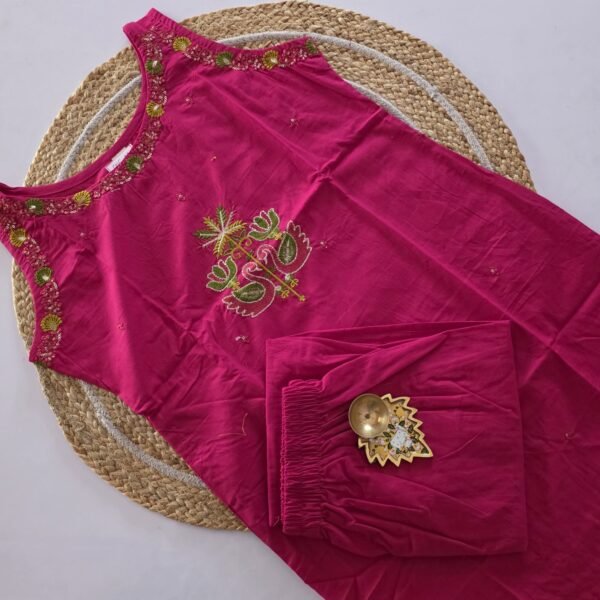 Dabu Cotton Co Ord Set -  COS04 - Rani Pink