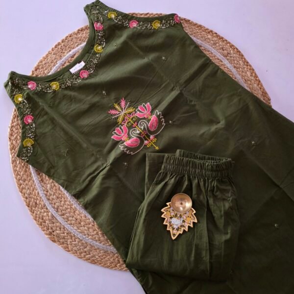 Dabu Cotton Co Ord Set -  COS05 - Olive Green