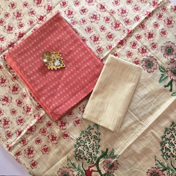 Katan Silk with Madhubani Dupatta Salwar Set - KS27 - (Red shade)