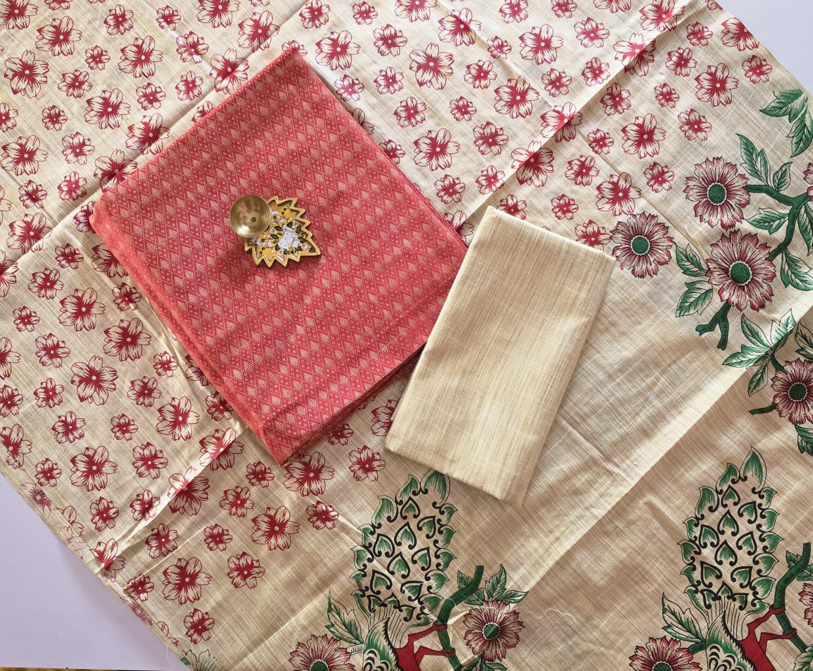 Katan Silk with Madhubani Dupatta Salwar Set - KS27 - (Red shade)