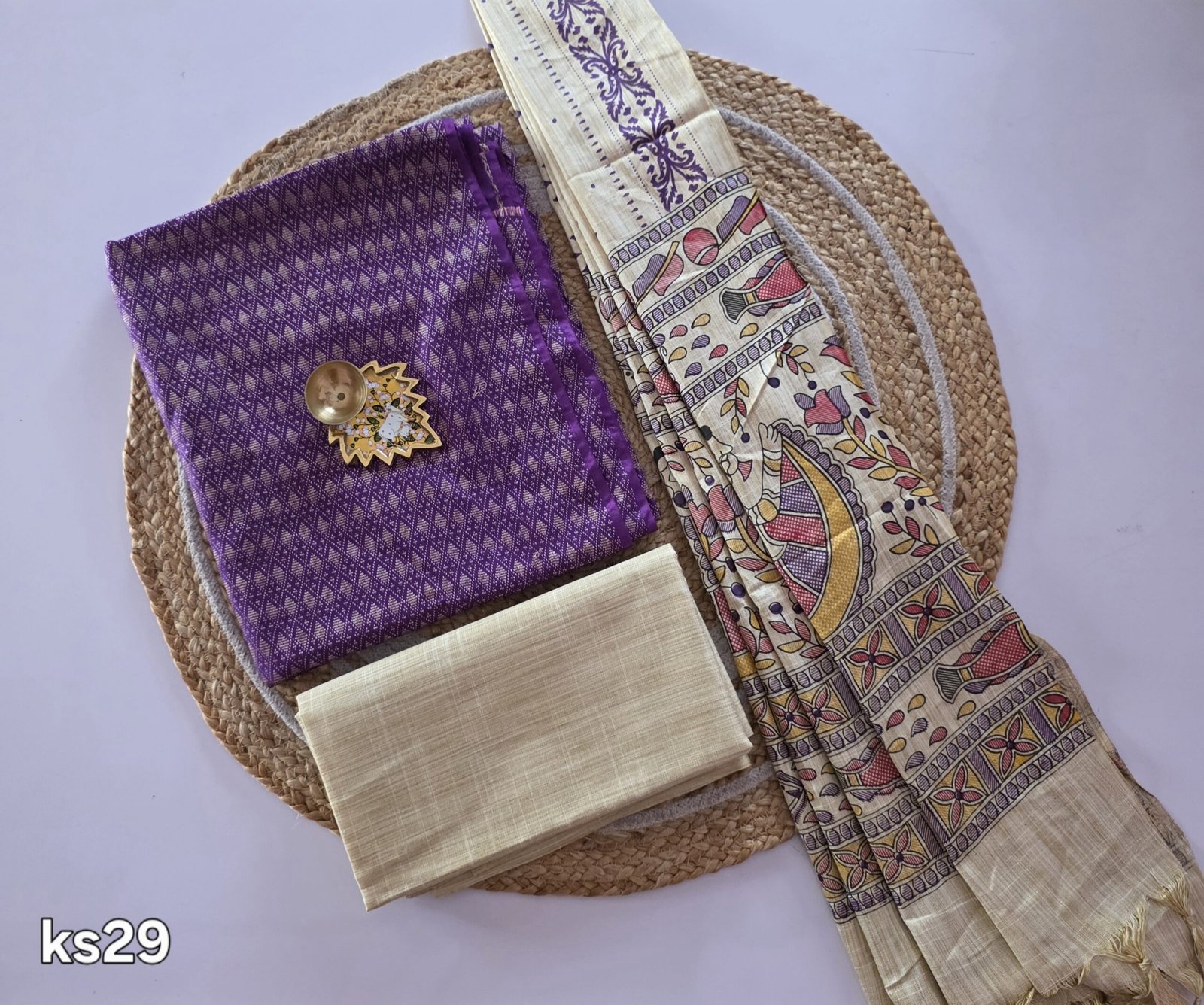 Katan Silk with Madhubani Dupatta Salwar Set - KS29 - Image 2