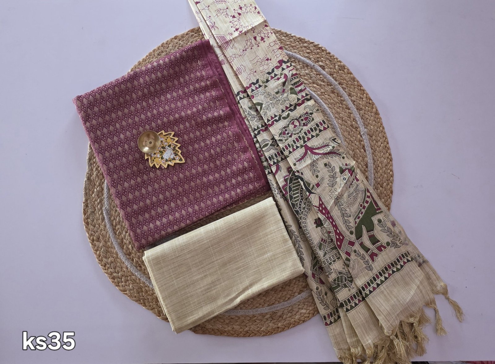 Katan Silk with Madhubani Dupatta Salwar Set - KS35