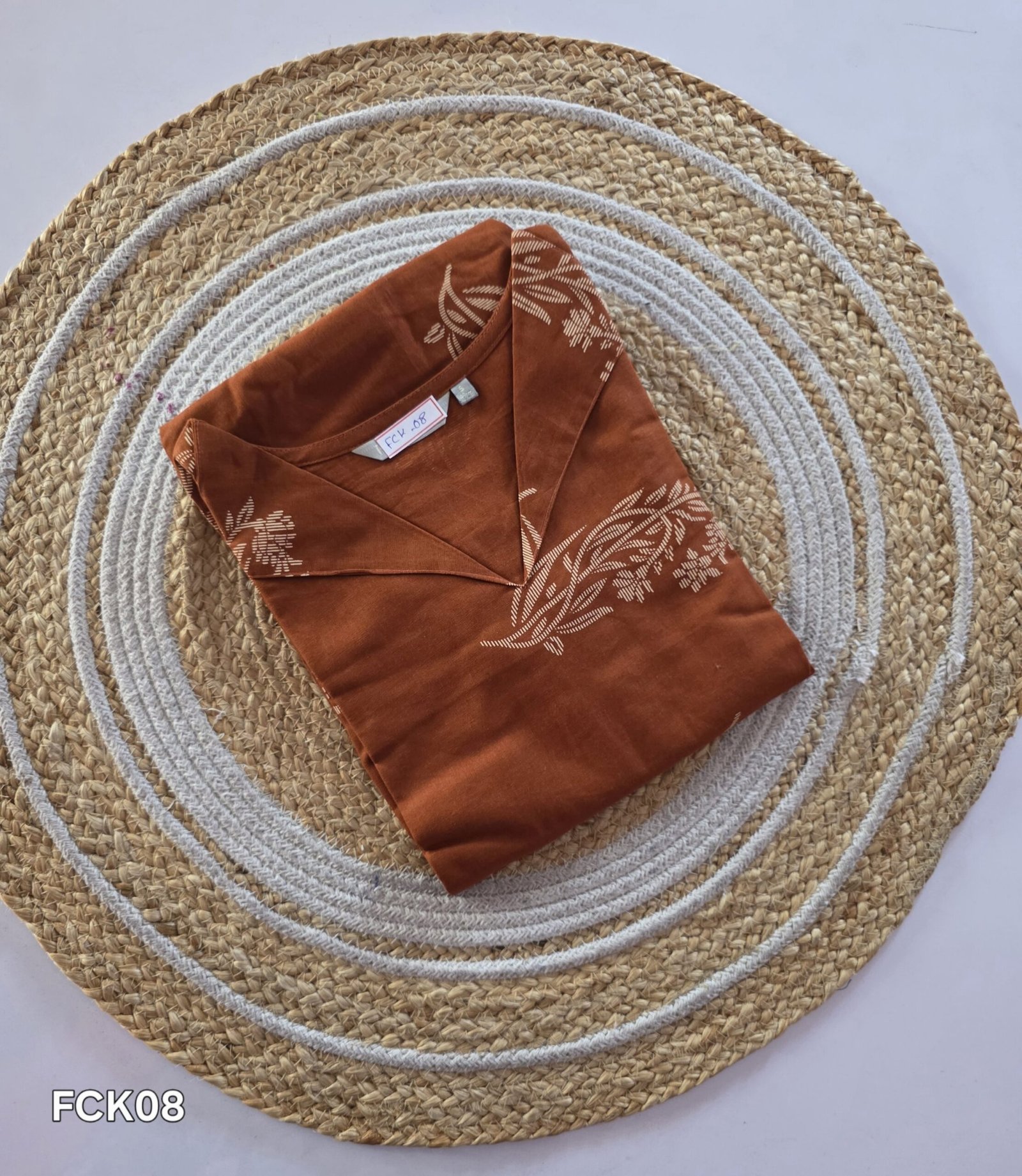 Flex Cotton Kurti - FCK08 - Rust Orange - Image 2