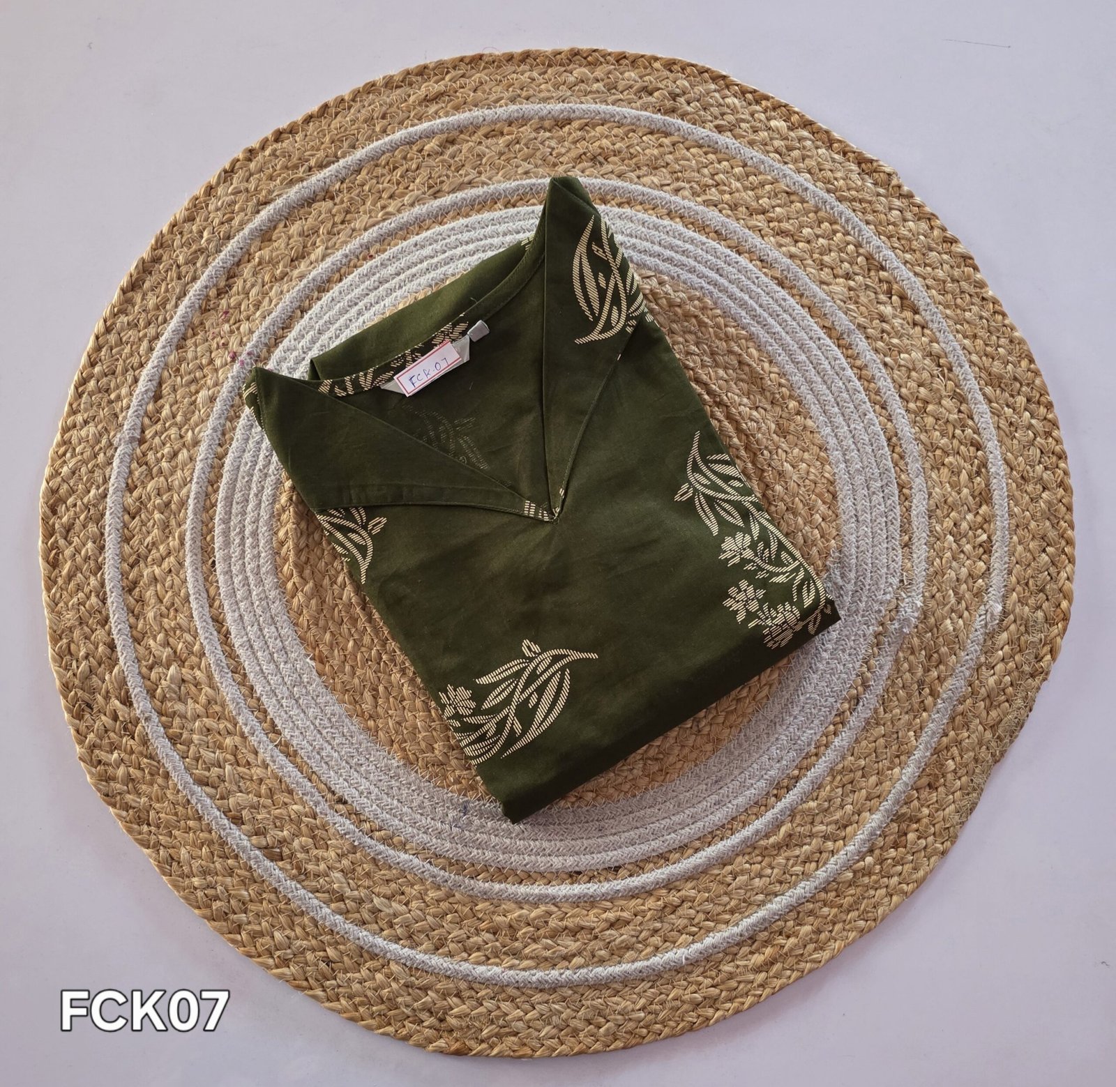 Flex Cotton Kurti - FCK07 - Olive Green - Image 2