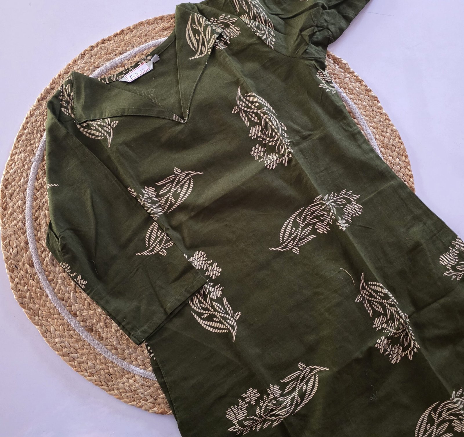 Flex Cotton Kurti - FCK07 - Olive Green
