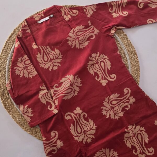 Flex Cotton Kurti - FCK12 - Reddish Orange