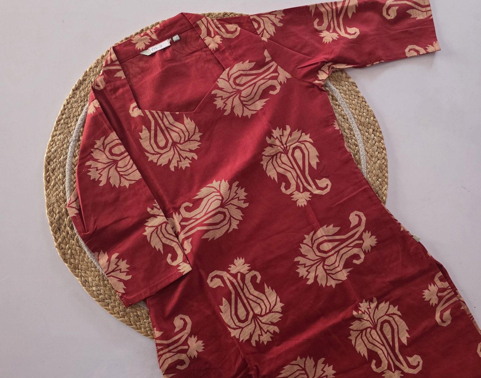 Flex Cotton Kurti - FCK12 - Reddish Orange
