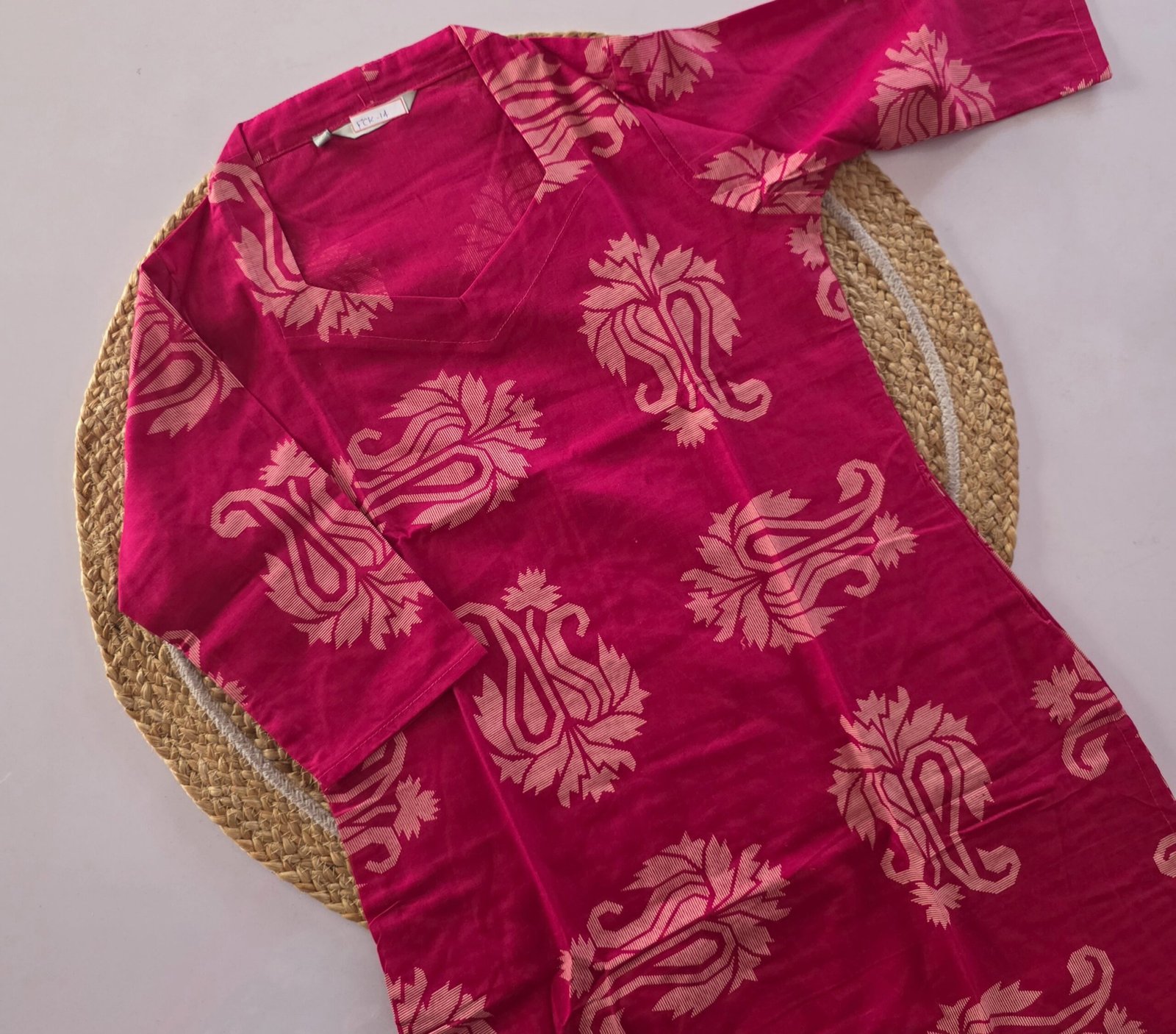 Flex Cotton Kurti - FCK14 - Rani Pink