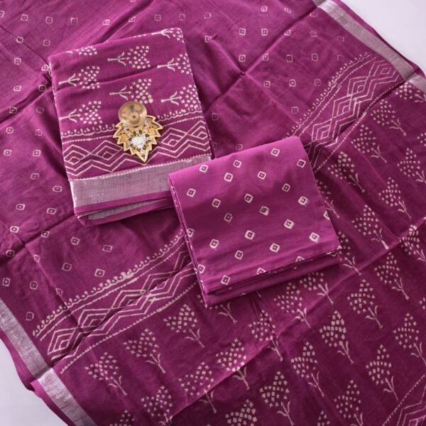 Linen Cotton Jaipur Salwar Set - JCK38 - Plum shade