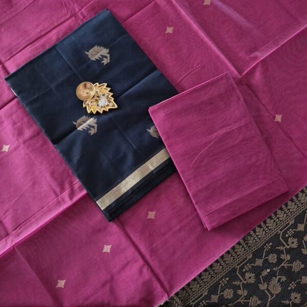 Silk Cotton Salwar Set - SK22 - Navy Blue
