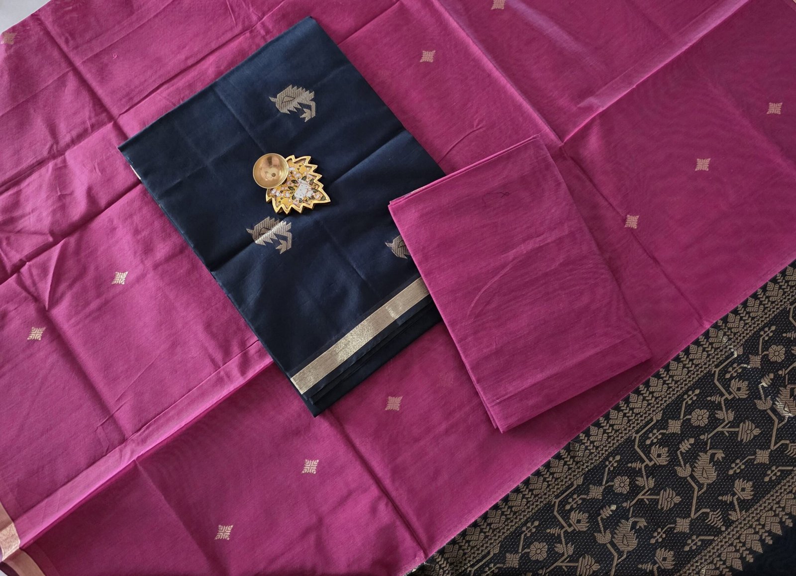 Silk Cotton Salwar Set - SK22 - Navy Blue