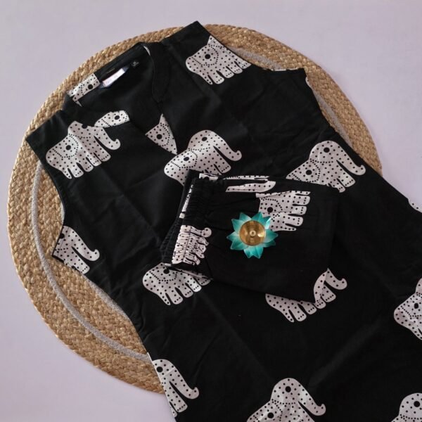 Elephant Motif Co Ord Set - COS19 - Black