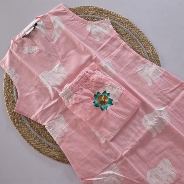 Elephant Motif Co Ord Set - COS25 - Pastel Pink