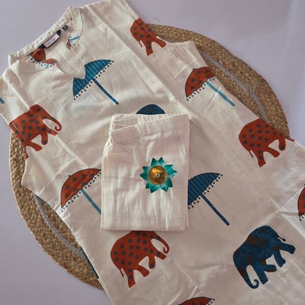 Elephant Handblock Print Co Ord Set - COS22